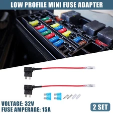 2 Set 32V Standard Fuse Adapter Tap Fuse with 15A Blade Style Fuse for Cars