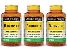 PACK 3 X 100 = 300 SOFTGELS VITAMIN B-COMPLEX skin eyes hair BRAIN ENERGY