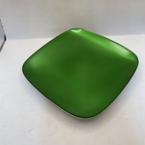 Vintage Wallace 653 Silver Plate Metal Enamel Green 8” Square Serving Tray R3B2 - Picture 1 of 6
