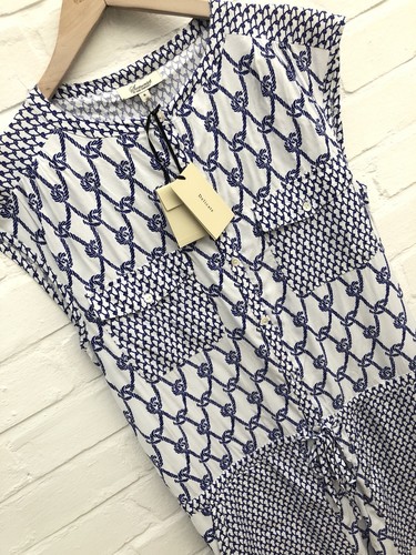 Tuta nuova con etichette Somerset di Alice Temperley stampa corda blu bianco UK 6 - Foto 6 di 12