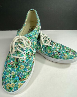 Vans Unisex Shoes Blue Green Floral Lace Up Mens Womens