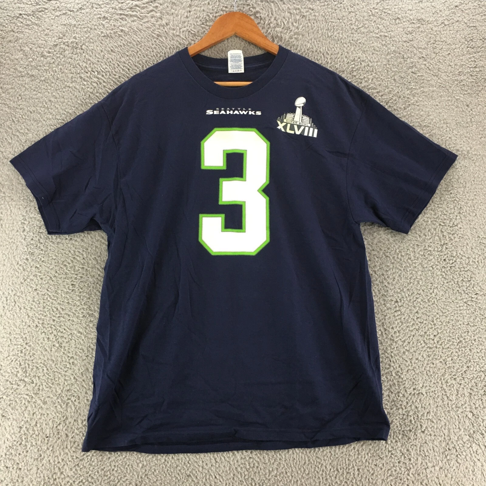 Delta Pro Weight Seattle Seahawks 3 Tee Tshirt Mens XL Blue Cotton Short Sleeve