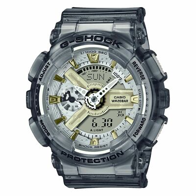 New Casio G-Shock GMAS110GS-8A Clear Black Analog-Digital Limited Watch