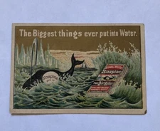 Kendall Mfg Soapine Victorian Trade Card Gilt Whale Spouting Ocean Waves Ice