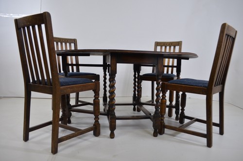 antique drop leaf gate leg table oblong with 4 chairs