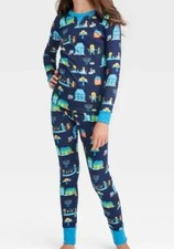 New Kids Hanukkah Size 10 Pajama Set Lions Print - Navy Blue Unisex Cotton