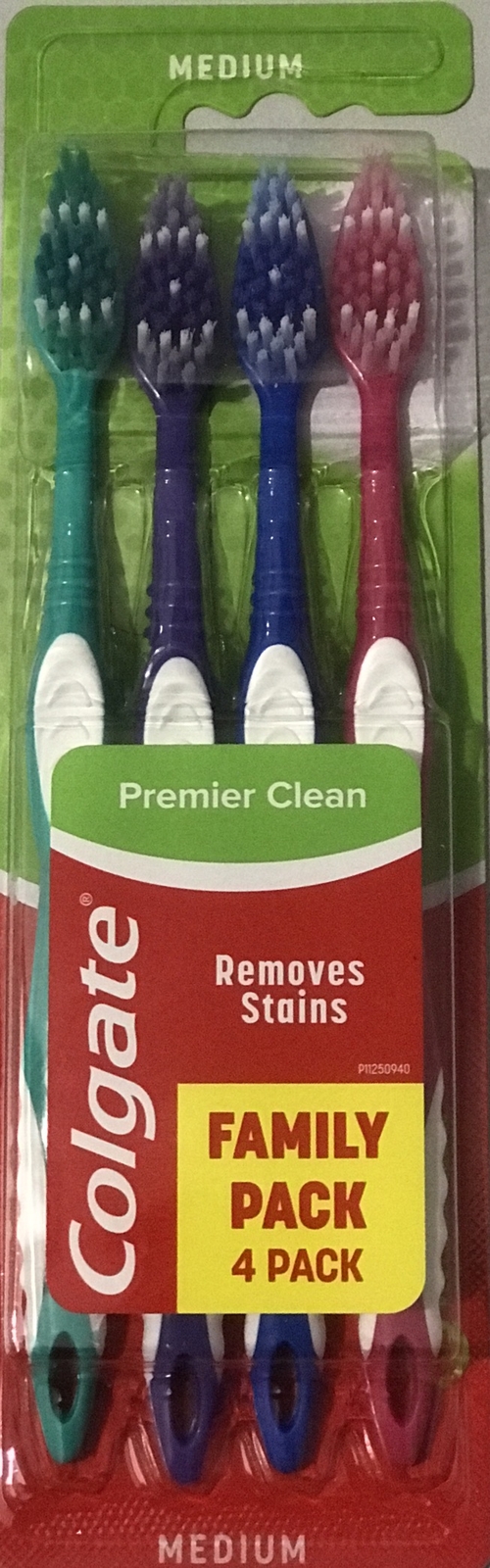 Colgate Premier Clean Toothbrush  Removes Stains Medium Family Pack - Pack of 4
