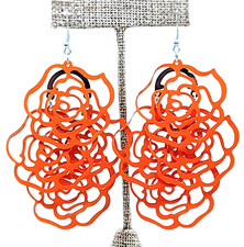 Long Cascading Openwork orange color Flower shape Hook Dangle fashion Earrings