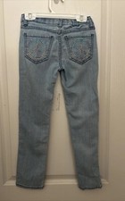 VTG EUC Girls Size 7 Jordache Skinny Jeans Stretch Beaded Peace Sign Pockets