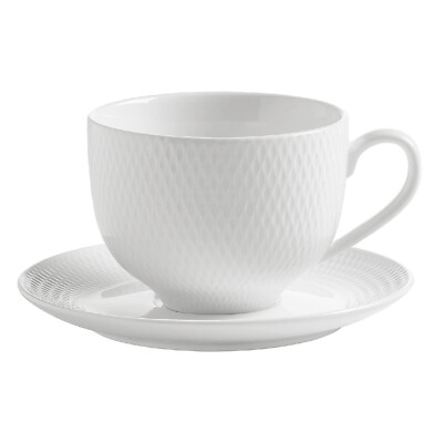 Maxwell & Williams DV0028 Diamonds Round Kaffeetasse 280 ml mit Untertasse, Porz