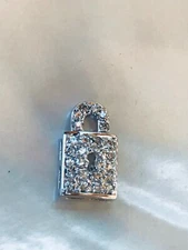Estate Dainty Clear Rhinestone Encrusted Silvertone Locket Slide Pendant – 0.5 x