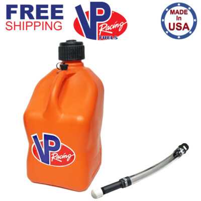 VP Racing Orange 5.5 Gallon Square Utility Jug Can + Deluxe Fill Hose