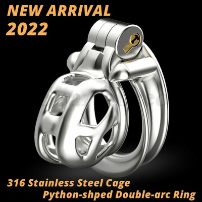 Stainless Steel Python V6 3D Printed Cobra Cage Mamba Ring Male Chastity Device