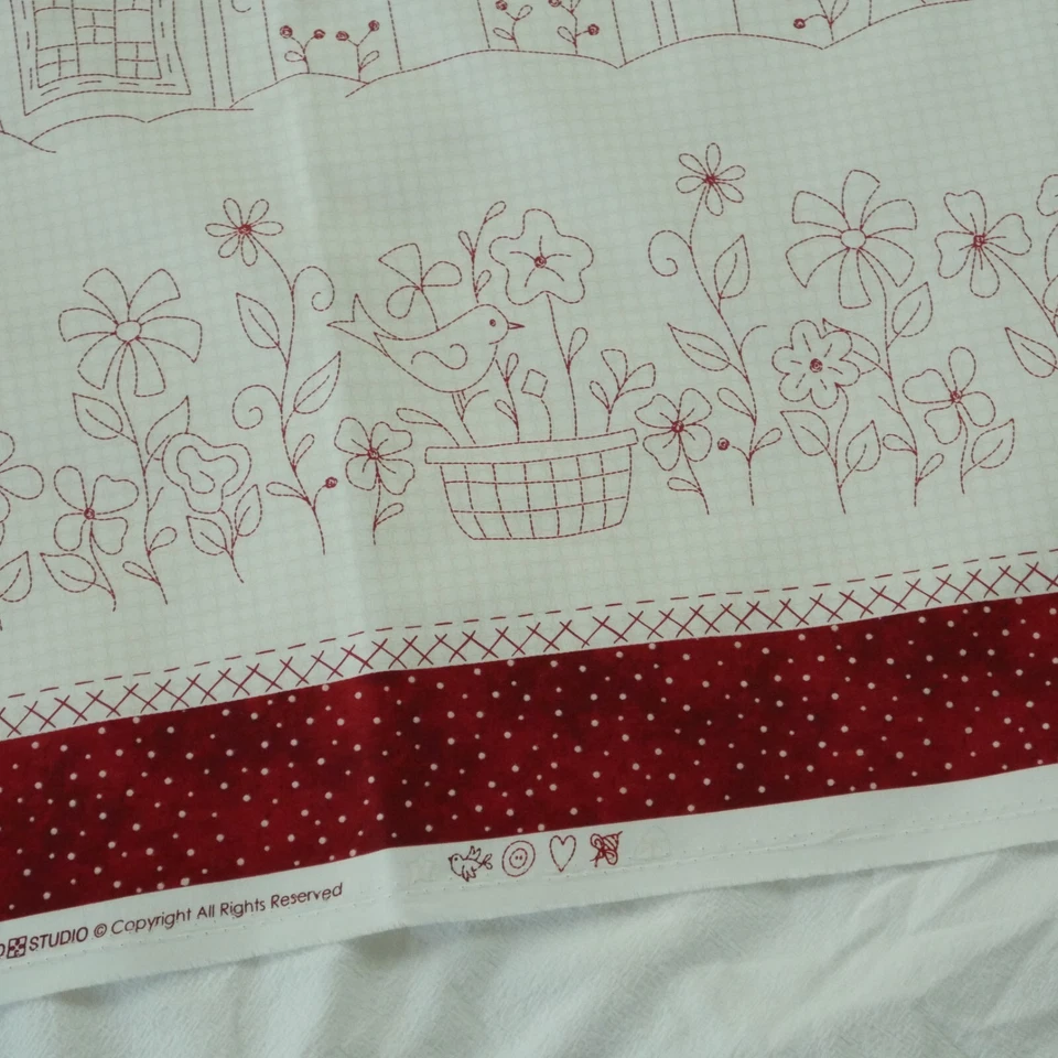 Panel de tela Maywood Summertime rojo Americana Cottagecore bloques tramposos 27"x45 Foto 3 de 4