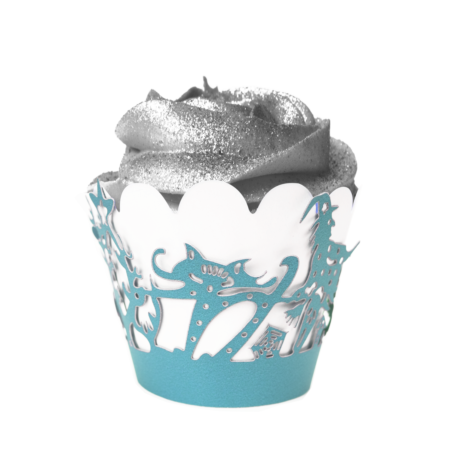 25 PC Set of Blue Flying Witch Cupcake Wrappers - Baking and Craft Tools-image