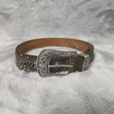 Ariat Belt Woman's Brown Extra Large Embossed Rhine Stone Genuine Leather