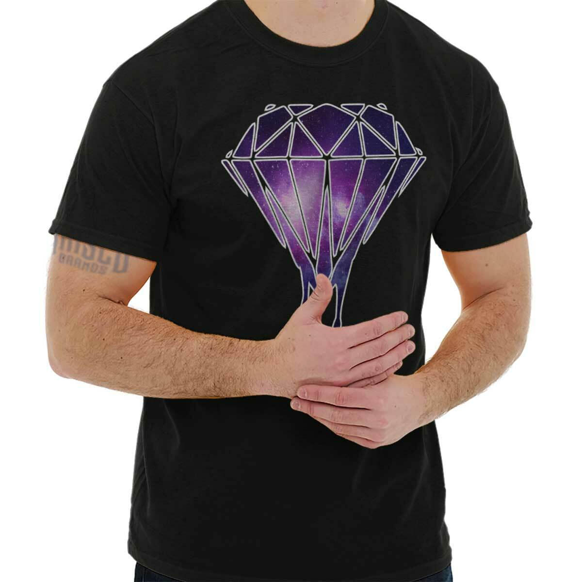 Camiseta Camiseta Outer Space Galaxy Diamante Goteante Fusión Mujer u Hombre Cuello Redondo