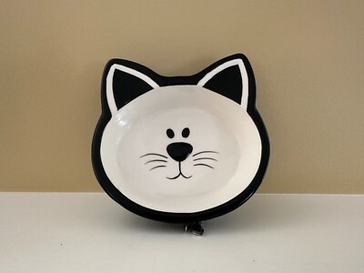 Mudpie Cat Food Dish Kitty Face With Fish Charm Water Bowl NEW
