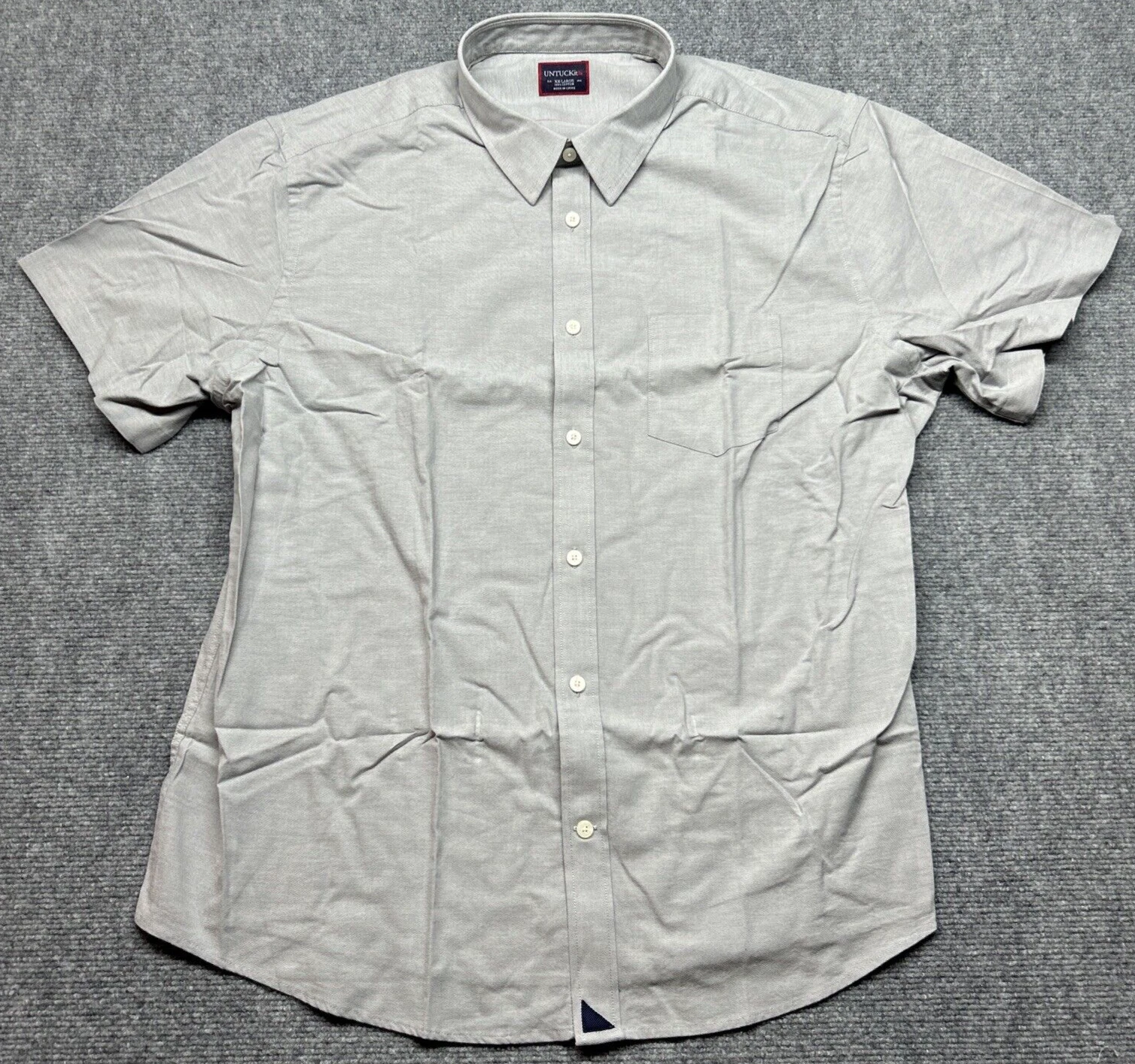 UNTUCKit Bual Shirt Mens 2XL Gray Short Sleeve Button Up Cotton Reg Fit New