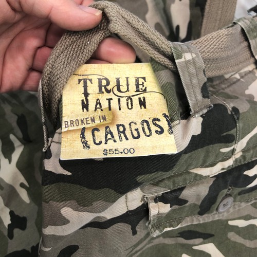 NWT True Nation 100% Cotton Cargo Shorts Men's Size 48 Green Camo Outdoor Shorts - Picture 13 of 14