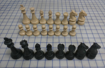 Chess Pieces Set Incomplete 24 Pieces Plastic White Black Missing Pawns