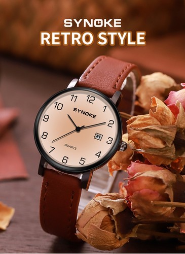 Couples Mens Women Simple Leather Strap Quartz Dress Wrist Watch - Picture 14 of 25