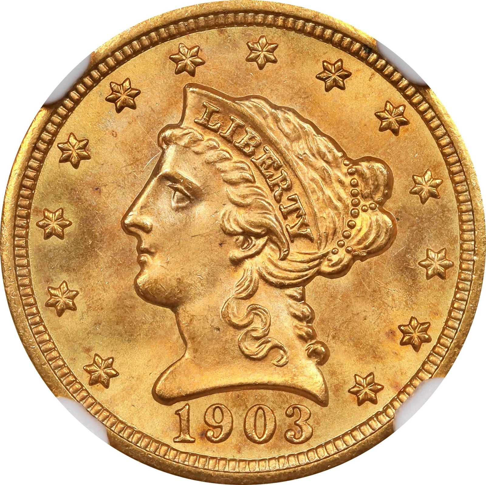1903 Liberty Head Quarter Eagle $2.50 PCGS MS67+ (CAC)