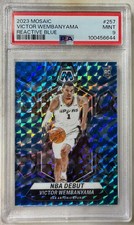 Panini Mosaic 2023-24 NBA Debut Victor Wembanyama Reactive Blue #257 PSA 9 RC