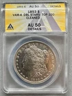 1893   MORGAN DOLLAR  VAM 4  DOUBLED STARS  TOP 100 VAM   ANACS  AU50 DETAILS