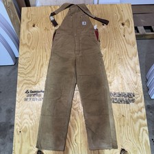 Carhartt Brown Double Knee Insulated Bib Overalls 34x34 Vintage Made In USA 80s