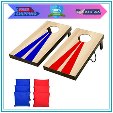 Portable Cornhole Game 2x1 ft with 6 Bean Bags, Classic or Wood Design Options