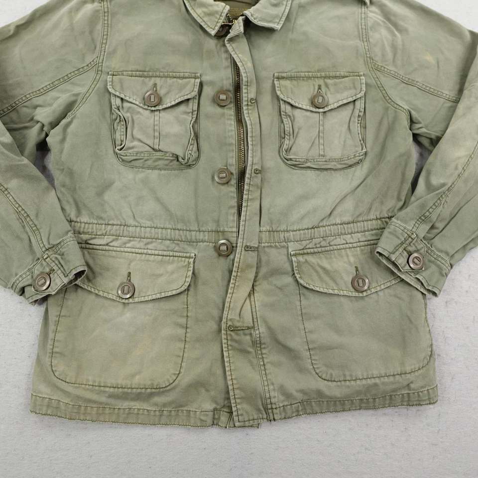 Chaqueta Lucky Brand Para Hombres XL Verde Campo Militar Ejército Utilitario Abrigo Botón Cremallera Foto 4 de 4