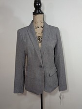NWT Apt. 9 Women's Blazer Size 8 Gray Suit Jacket Business Career One Button