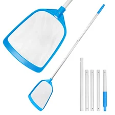 Pool Leaf Skimmer Net Ultra Fine Mesh with Aluminum Poles 5 Sections 6 Feet