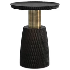 WyndenHall Violeta Side Table Black/Gold: Stain-Resistant, Mango Wood,