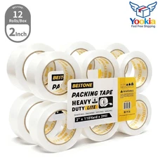 12 Rolls Carton Sealing White Packing Tape Box Shipping -2 mil 2"x110 Yard 330FT
