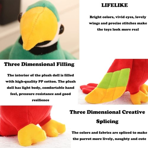9.8" Parrot Stuffed Animal Soft Bird Stuffed Animal Parrot Plush Toy Gifts fo... - Bild 4 von 6