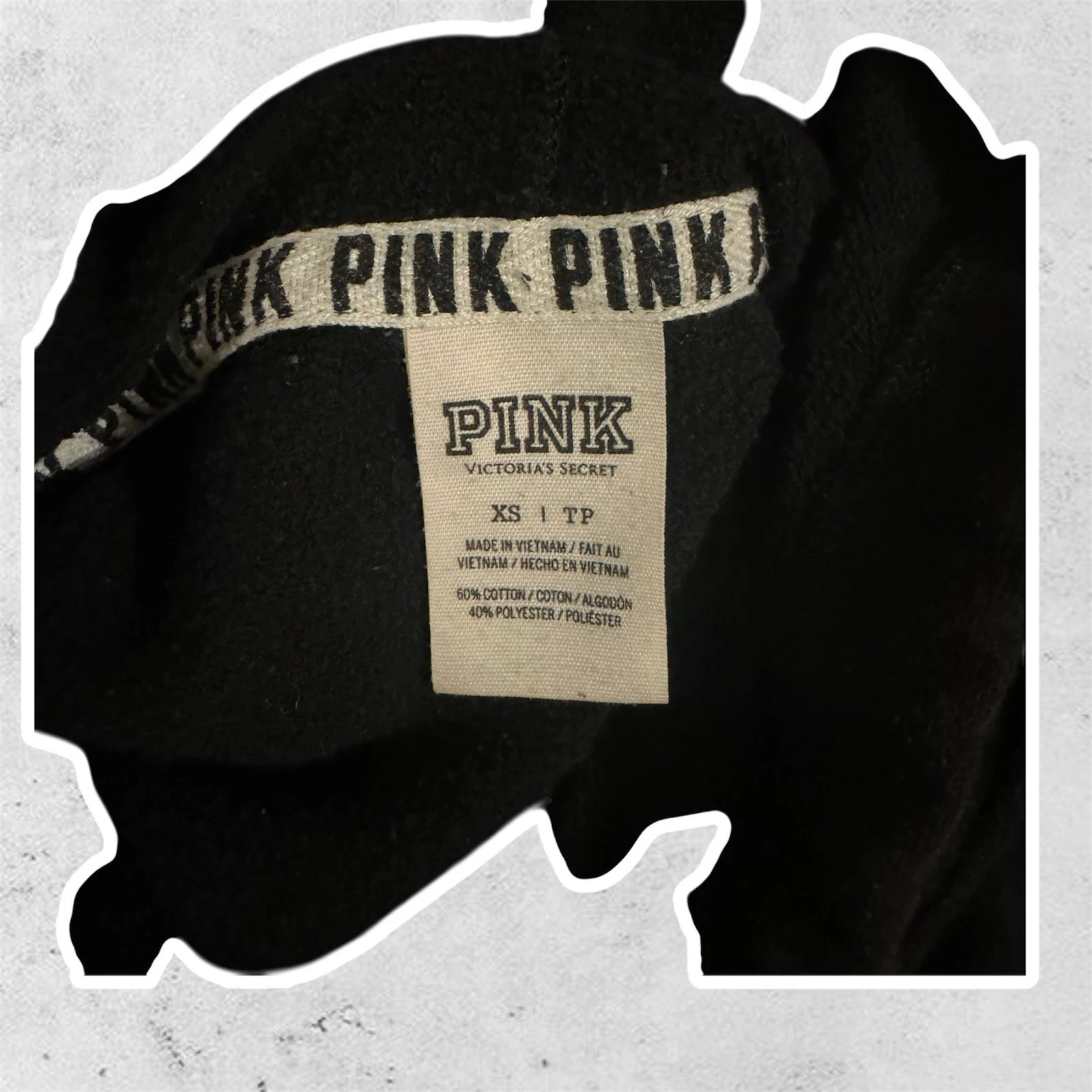 UNDERCOVER Felpa nera con cappuccio manica lunga Victoria's Secret ROSA taglia XS