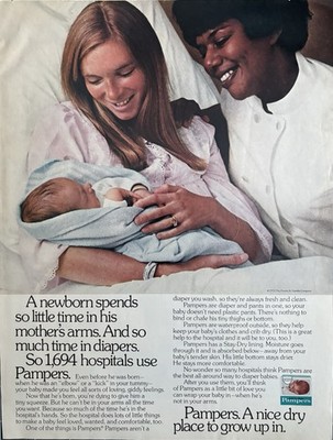 1973 Pampers Original Vintage Advertisement Diapers Newborn Baby Print Ad