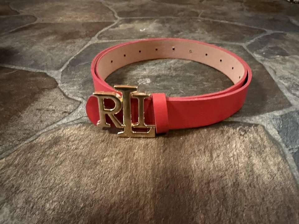 Red And Gold Ralph Lauren Designer Belt Size Small 105cm Faux Leather- Read Disc - Image 2 of 2