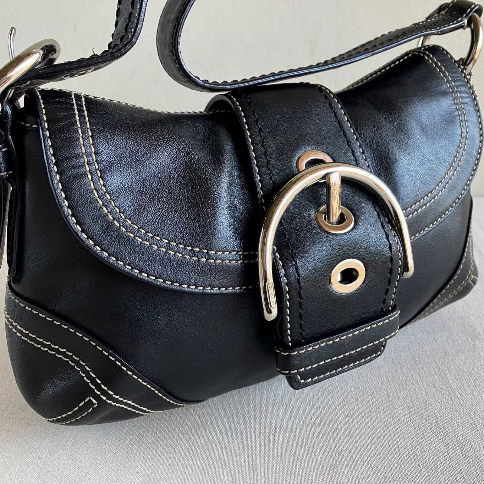COACH Soho Leather Shoulder Bag Black Authentic Women's Crossbody Vintage image 3