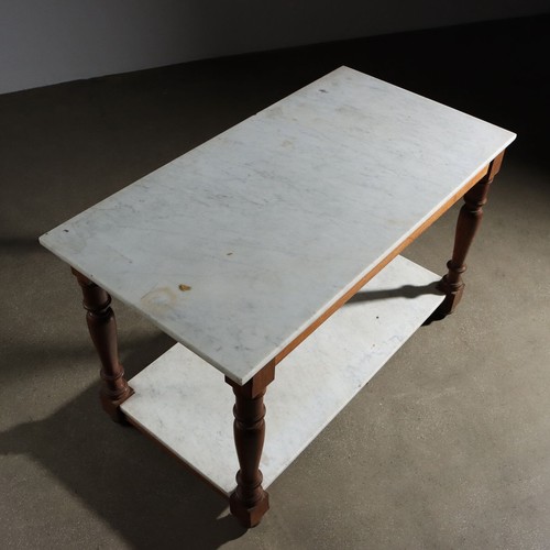 Mesa de Trabajo Antigua Mármol Blanco Italia Siglo XX - Imagen 7 de 11