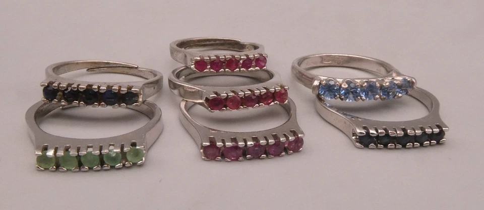 Ring Sterlingsilber 925 und 835 besonderes Konvolut Set Rubin Saphir Smaragd u.a - Bild 1 von 4