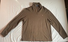 Polo Ralph Lauren Sweater Mens L Brown Estate Rib Outdoor Knitted Quarter Zip