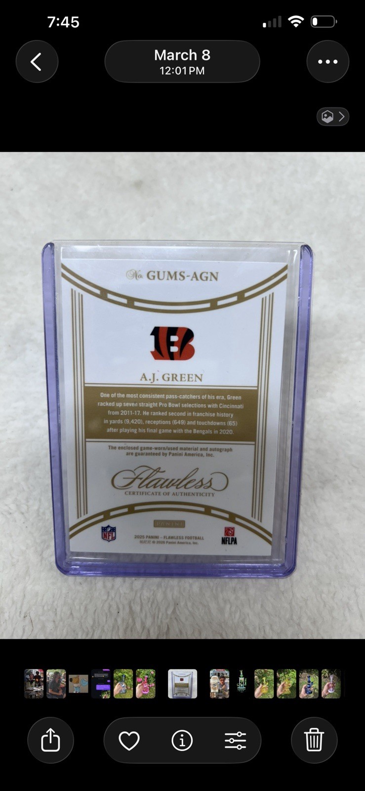 2025 Flawless AJ Green Ruby "GAME WORN" Dual Patch Auto  6/20 view 2