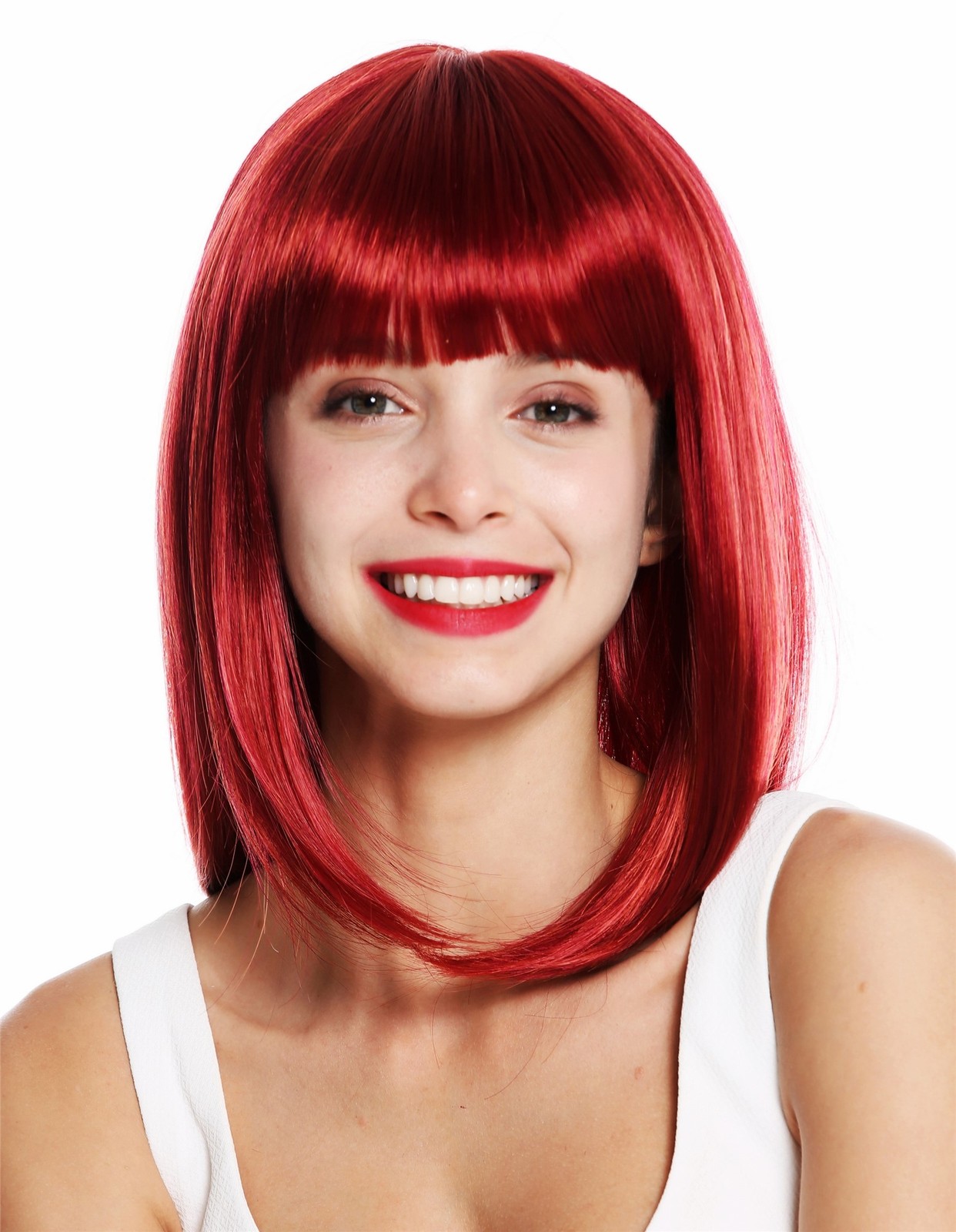 Wig Me Up Ladies Shoulder-Length Straight Long Bob Pony Red Garnet Red VK-49