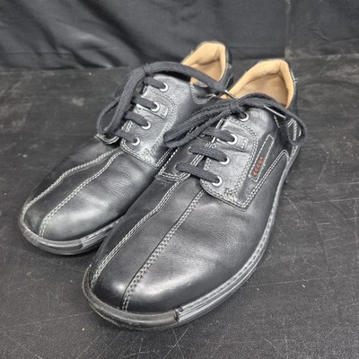 Ecco Fusion Mens Size EUR 44 Black Leather Derby Shoes Lace Up Cushioned