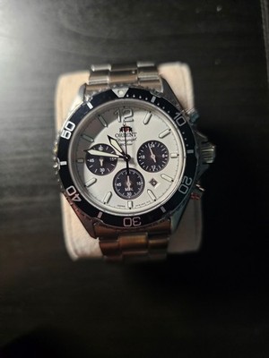 Orient RN-TX0203S Chronograph White Dial Black Bezel Stainless Steel Men's Watch
