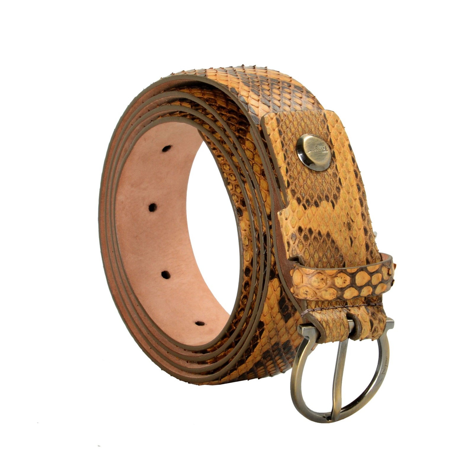 Модный ремень Salvatore Ferragamo с пряжкой из кожи питона для мужчин 71590₽