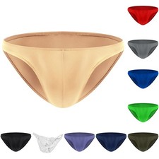 Men's Soft Fabric Low Waist Briefs Solid Underwear With Breathable Pouch
